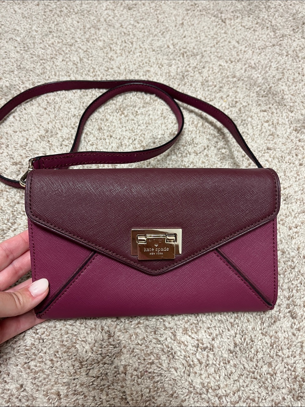kate spade Two-Tone Wine and Plum Crossbody Wallet